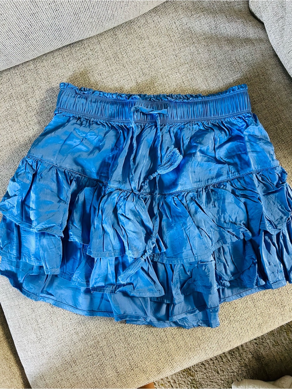 Aerie Blue Tiered Ruffle Mini Skirt